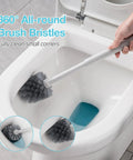 2 In 1 Toilet Plunger And Brush Set With Holder, showing grey brush cleaning toilet bowl