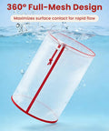 Eight Pack Nylon Mesh Filter Bag submerged showing 360° mesh design for 5-gallon buckets, part of hydroponics filtration set.