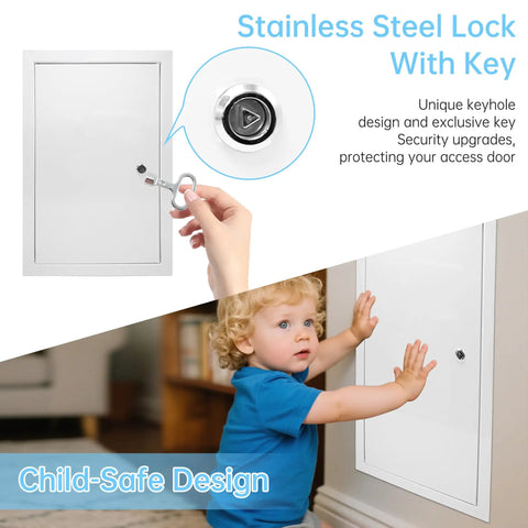 Heavy Duty Thick Steel Access Door For Drywall 24X36 Inches with stainless steel lock and key for secure access.