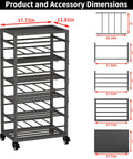 Product dimensions of 50 Can Metal Paint Spray Cart With Wheel Holder And Top Tray Double Sided Storage Base And 6 Hooks