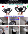 Adjustable Deformable LED Garage Lights With Five Flexible Panels Installed in Garage, E26/E27 Socket