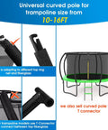 Universal curved pole for trampoline size from 10-16FT, part of No Sweat Trampoline Enclosure Replacement Poles With Durable Foam Padding.