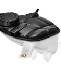 Straight Up Replacement Engine Coolant Expansion Reservoir Overflow Tank For Mercedes Benz SLS C63 ML63 GL500 side view with cap.