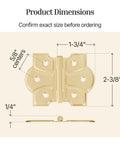Dimensions of Butterfly Hinges With Removable Pin In Polished Brass, Surface Mount 1-3/4 In Wide By 2-3/8 In High, 5/8 In Center