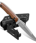 Beast Of A Fixed Blade Knife With D2 Steel Blade Toothed Spine For Outdoor Duty No Slip Grip And Rugged Full Tang Build