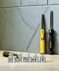 Grab This Killer 20 Pc Diamond-Coated Ceramic Tile Hole Saw Kit For Glass And Granite With Metal Round Design To Slash Vibration And Craft Super Smooth Holes For Your Home Renovation Projects That Totally Wreck! 20 pc diamond-coated hole saw bits on countertop