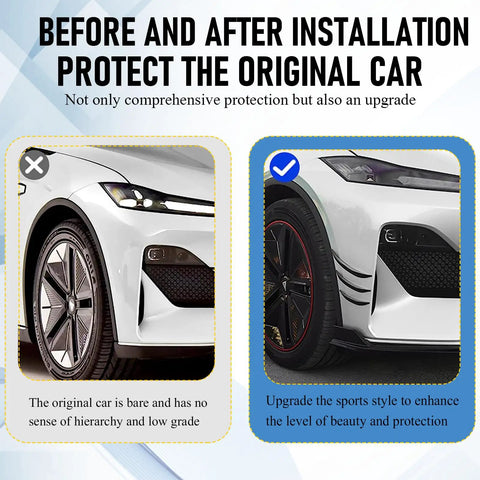 Before and after Universal Car Spoiler Canards Kit Front Bumper Lip Splitter Set Of Six Soft PVC Exterior Diffusers application