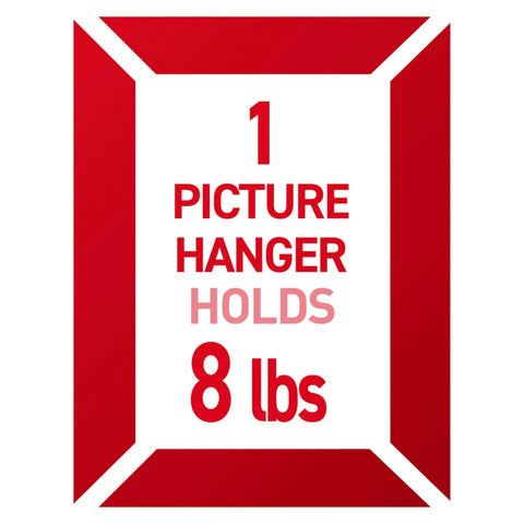 Slap On Universal Picture Frame Hangers Deliver Dead Easy Damage Free Wall Mounting Renter Approved metal strap holds 8 lbs.