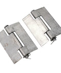 Beefy Heavy Duty Weld On Gate Hinge Set in silver, double flat steel hinges 83x66mm for iron doors, workshop or garage, 2 pack