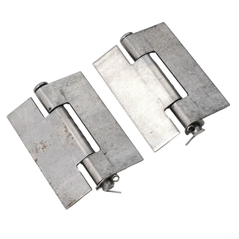 Beefy Heavy Duty Weld On Gate Hinge Set in silver, double flat steel hinges 83x66mm for iron doors, workshop or garage, 2 pack