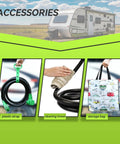 Extra Heavy Duty 50 Amp RV Extension Cord 25 Foot Length Featuring Hella Tough Build And Badass UV Resistant Design accessories display.