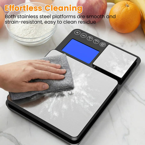 Cleaning Two-In-One Dual Platform Kitchen Scale With 33 Lb Large Platform And 1.1 Lb Small Platform