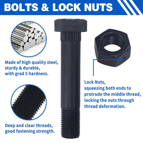Heavy Duty Trailer Axle Shackle Bolt Kit For Tandem Axle Systems showing bolts and lock nuts with detailed specifications