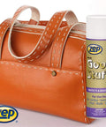 Good Stuff Surface Protectant For Vinyl, Rubber And Plastic Shields Your Ride, Luggage, Handbags, Sporting Gear And More From UV, Oxygen, And Ozone. Water Based, Low VOC, 18 Oz, Case Of 12, beside orange handbag