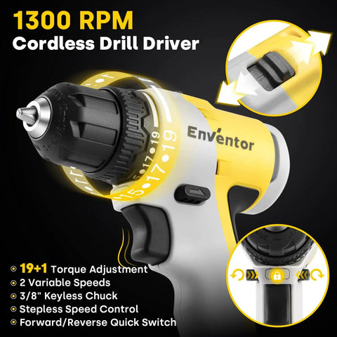 1300 RPM Cordless Drill Driver from Cordless Drill Combo Kit With 20V Brushless Drill Driver And Impact Driver, All In One Beast Power Tool Set