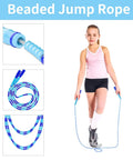 Child using Adjustable Beaded Jump Rope For Fitness, Tangle Free Segmented Rope With Soft Beads, 9.2 Feet Length, Ideal Cardio