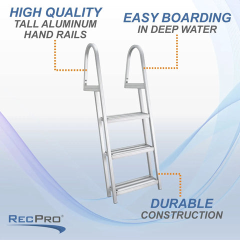 3 Step Marine Boarding Ladder With No Fuss Removable Aluminum Build And Quick Release Mounting For Easy Snap On Snap Off Access On Boat Or Dock in aluminum