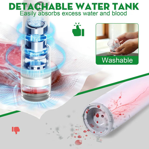 Detachable water tank highlighting feature of 3-In-1 Vacuum Sealer for Food Compatible With Vacuum Bags Mason Jars and Wine Bottles.