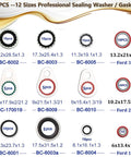 AC O Ring Kit 400 Piece Seal Washer Set for Your Ride, 12 Size O Ring Assortment, R134a R12 Refrigerant Ready, Port Seals