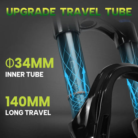Beefy 140mm MTB Front Fork With 34mm Stanchions For 26 27.5 29 Inch Wheels, upgrade travel tube detail