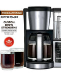 12-Cup Programmable Coffee Maker With Glass Carafe, Classic And Rich Brew Styles, Adjustable Warming Plate, Removable 60 Oz Reservoir, Stainless Steel Finish For Bold Barista Level Flavor At Home viewed from front