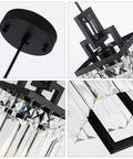 Modern Black Pendant Light Fixtures Set For Kitchen Island And Dining Room Dope Sleek Industrial Small Hanging Crystal Chandeliers close-up