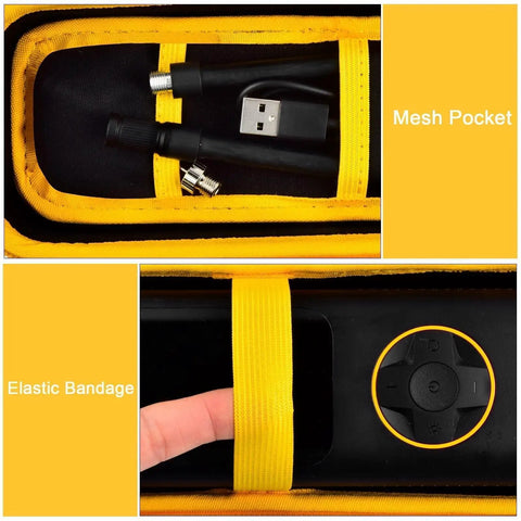 Premium Heavy Duty Portable Air Compressor Storage Case For Tire Inflator And Charging Cables Dope Protection mesh pocket with cables.