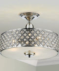 Dope 3 Light K9 Crystal Flush Mount Ceiling Chandelier In Chrome Finish, 15.4 In Diameter, modern design for living spaces