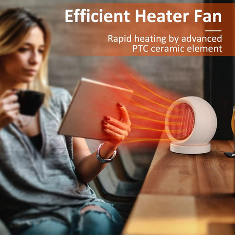 Portable Desk Space Heater 600W Energy Efficient Indoor Use Quiet Safe for Home and Office UL Certified Auto Shut Off