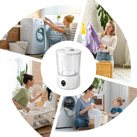 Portable Mini Sock Washing Machine Cordless Rechargeable Battery Power for easy laundry and stain removal in compact spaces.