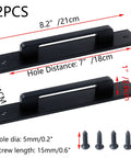 Premium Black Barn Door Pull Handles 2 Piece Set Heavy Duty Aluminum Sliding Closet Hardware With Rustproof Coating dimensions and details.