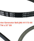 Beefed-Up Golf Cart Clutch Drive Belt And Starter Generator Belt Kit for Yamaha with JN6-H1173-00 label, size 1/2"W x 35" OD
