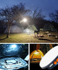Dual Pack 10000mAh Rechargeable Tent Light With 3000LM Output illuminating camping site and car hood in dark settings