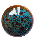 Close-up of a Vintage Blue Glazed Ceramic Cabinet Knob from a 10 Pack, showcasing a smooth glaze finish and classic retro look.