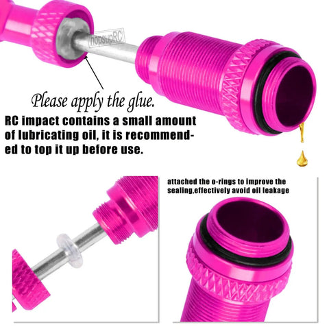 Pro Grade Aluminum Front And Rear Full Metal Shocks With Shock Tower Upgrade Kit For 1/18 LaTrax Teton Desert Prerunner RC, Pink
