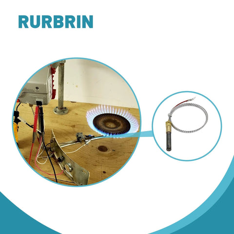 RURBRIN 2-pack 24-inch 750mV thermopile generator with braided thermocouple; front view of gas stove burner assembly