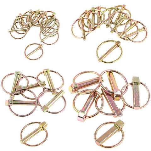 Heavy Duty Lynch Pin Assortment Kit With 30 Pcs, Spring Loaded Pins, Rust Resistant Yellow Zinc Plated for Tractors and Mowers