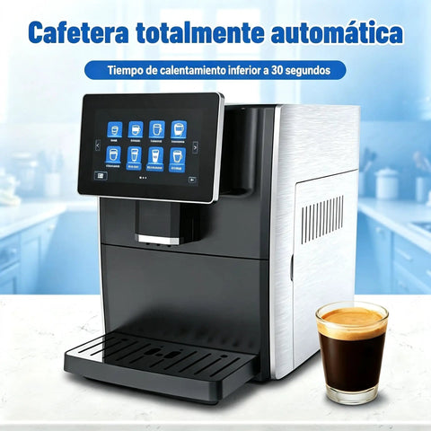 Solid Espresso Machine With Built In Grinder And Fast Milk Frother Featuring A Seven Inch Touch Screen 20 Bar Pressure And Independent Temperature Control For Killer Cappuccino Lattes And Cold Brew Coffee Hits on marble counter with coffee.