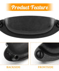 Antique Black Cabinet Cup Pull Handles 3.5 Inch Hole Centers, front and back close-up views, zinc alloy, vintage shell pulls