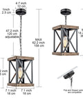 Rustic Farmhouse Pendant Light With Adjustable Metal And Wood Chandelier Fixture For Kitchen Island, Bedroom, Dining Room