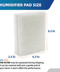 Replacement HDC12 Humidifier Wick Filters ES12 4 Pack For Plug And Play showing 8.2"x6.3"x2.3" filter dimensions