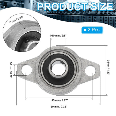 Two Pack Pillow Block Bearing Set With Three Eighths Inch Or Ten Millimeter Bore Zinc Alloy Steel dimensions and design