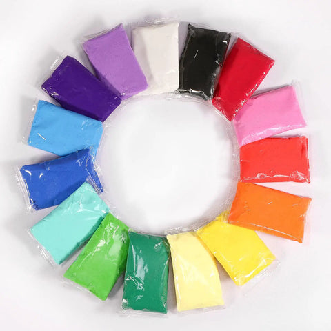 Colorful Clay Kit With 24 Colors And 3 Sculpting Tools No Bake Mess Free Craft Set For Kids And Adults The Ultimate DIY Molding Gift For Boys And Girls Totally Fun Hands On Art Projects in a circle layout