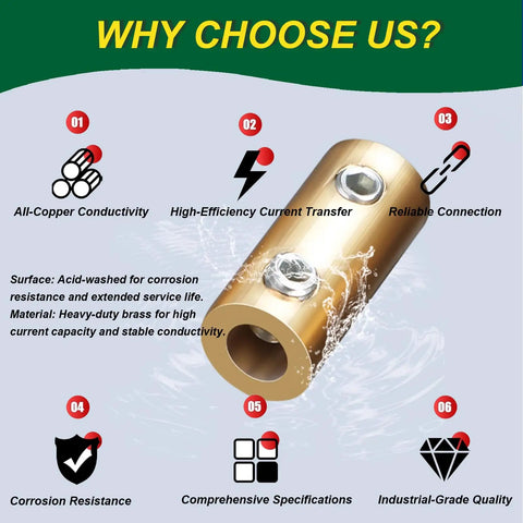 Brass component from 10 Piece 6 8 10 Gauge Wire Connector Nut Kit with corrosion resistance and current transfer features.