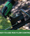 Push Broadcast Spreader With 130 Lb Capacity And Rust Proof Poly Hopper easy direct rod control gate for smooth material release