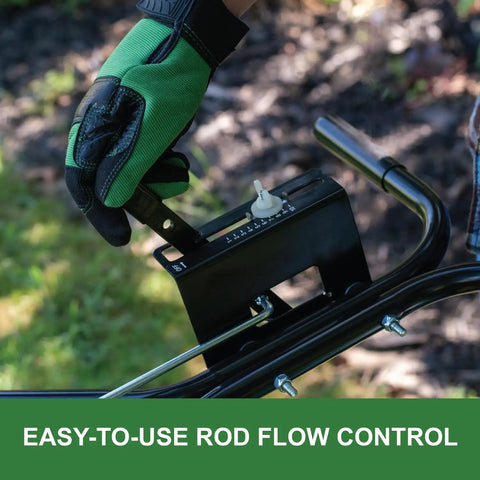 Push Broadcast Spreader With 130 Lb Capacity And Rust Proof Poly Hopper easy direct rod control gate for smooth material release