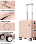 lightweight underseat carry-on luggage with TSA lock, smooth zipper, durable PC material, and silent spinner wheels