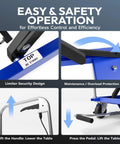 Easy operation features of Rock Solid Double Scissor Hydraulic Lift Table Cart with controls and safety designs.