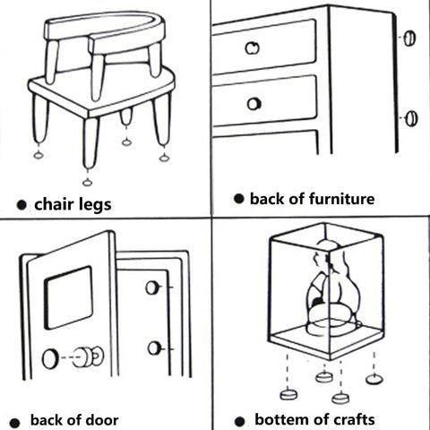 Illustration of 40 Piece Round Heavy Duty Nail On Anti Sliding Felt Pads for furniture legs, back of furniture, and door protection.