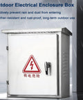 Weatherproof Stainless Steel Electrical Enclosure Box For EV Charger Lockable Wall Mounted Junction Box With Internal Mounting Panel For Outdoor Protection Built To Handle The Elements And Dust, front view